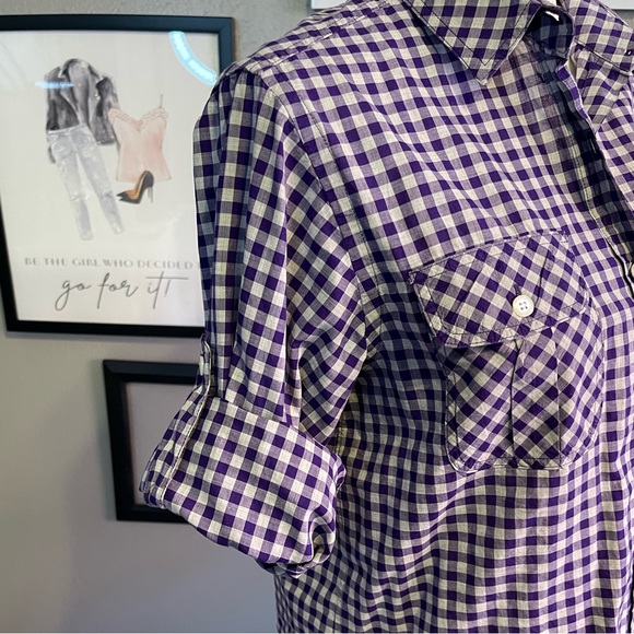 Billy Reid Purple and White Gingham Button Down Shirt S - Picture 6 of 11